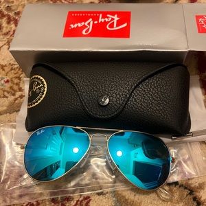 Ray-Ban Sunglasses Aviator Flash Gold Frame Blue